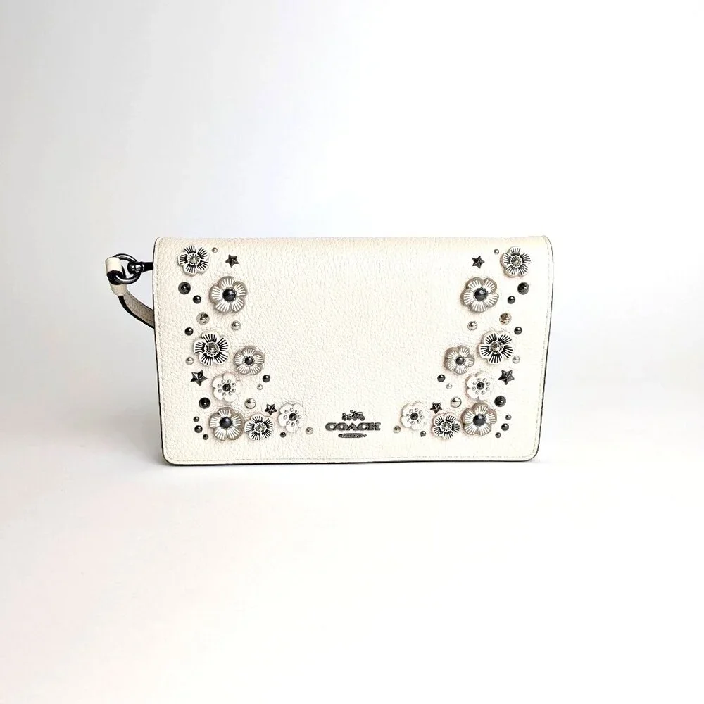 COACH Foldover Crossbody Clutch with Tea Rose